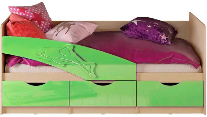 Детская кровать Дельфин 80х160 (Крафт белый, Шарли бриз)