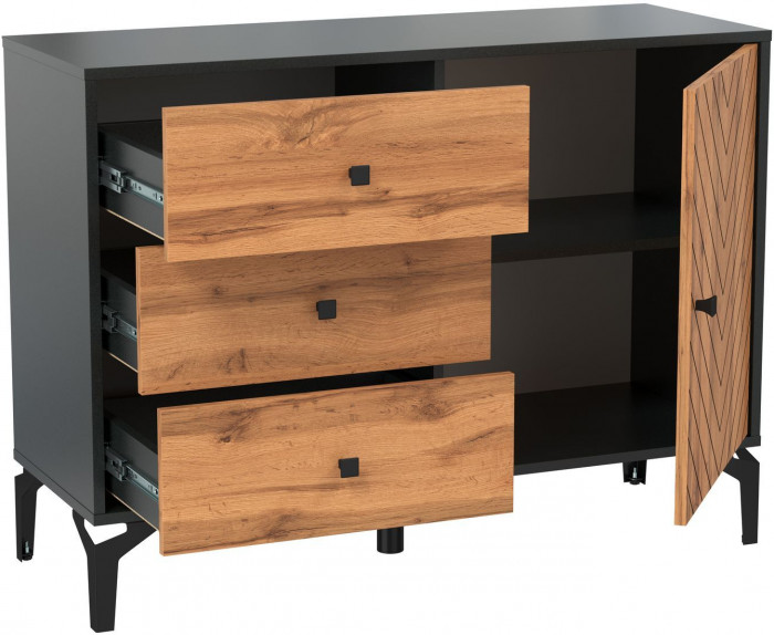 Комод  Лофт 59.02 черный/дуб вотан