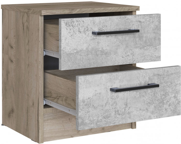 Тумба прикроватная Вегас, Дуб крафт серый/Цемент