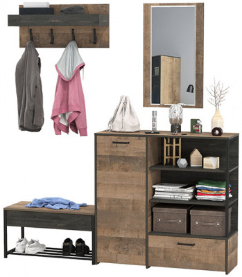 Трувор Прихожая 188, цвет дуб гранж песочный/интра, ШхГхВ 189х36,9х195 см., универсальная сборка