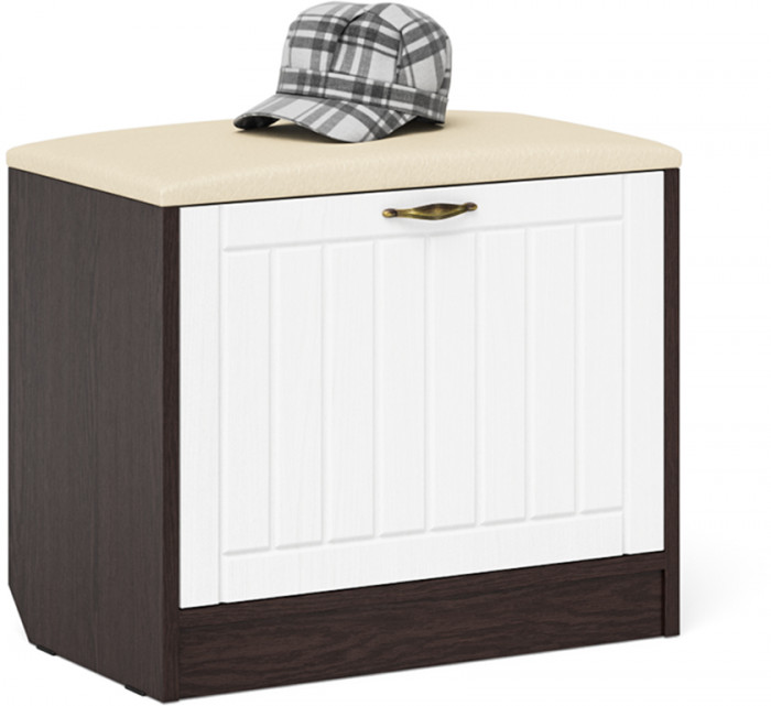 Прихожая П-6 Компоновка № 26, цвет венге/фасады МДФ белое дерево фрезеровка прованс, ШхГхВ 150х50х210 см., универсальная сборка