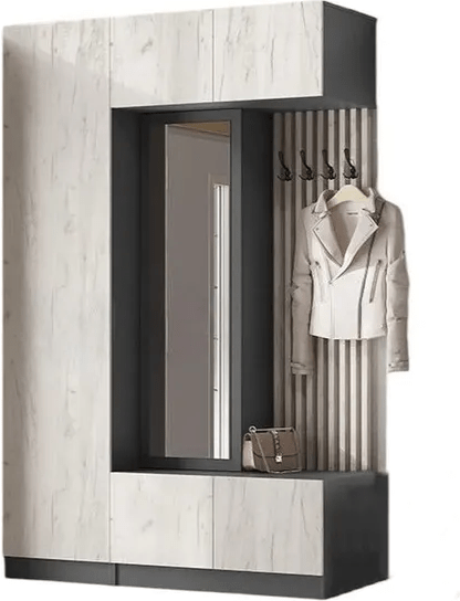 Модульная прихожая Роджина, композиция 1 (Белый глянец, Дуб Крафт Золотой)