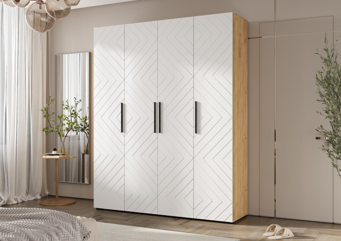 Флэш Шкаф 4-х ств. 1800 браш вайт/дуб крафт