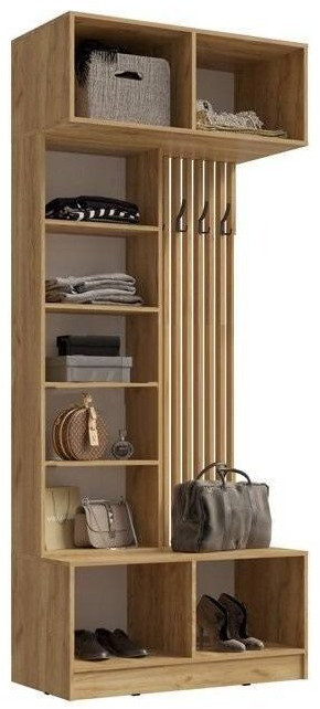 Модульная прихожая Роджина, композиция 2 (Графит, Дуб Крафт Золотой)