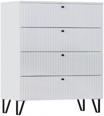 Оливия Комод 4-ящ (Белый глянец, Белый)