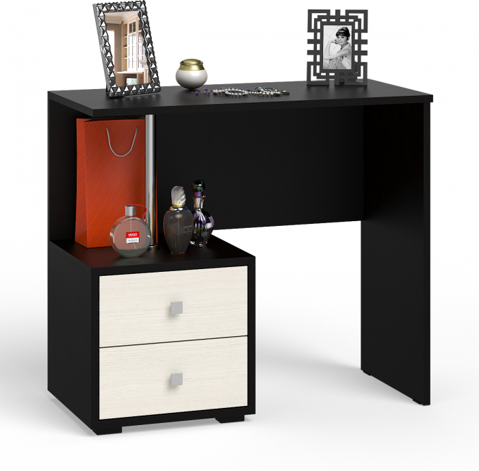 Камелия спальня № 9 Кровать с ящиками 1600 + Две тумбы + Стол космет. + Зеркало + Шкаф 4-х, венге/дуб лоредо