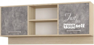 Колибри Лофт навесная секция дуб сонома/ателье светлое+акрил белый