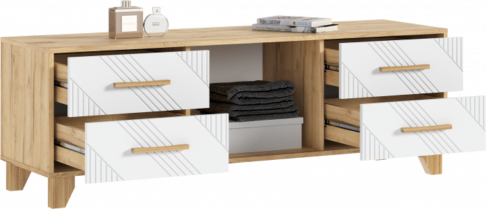 Ирис Тумба ТВ 1500, Браш Вайт/Дуб Крафт