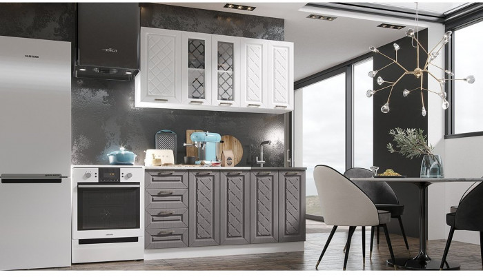 Кухня МДФ Агава 1600 (Лиственница светлая, Белый)