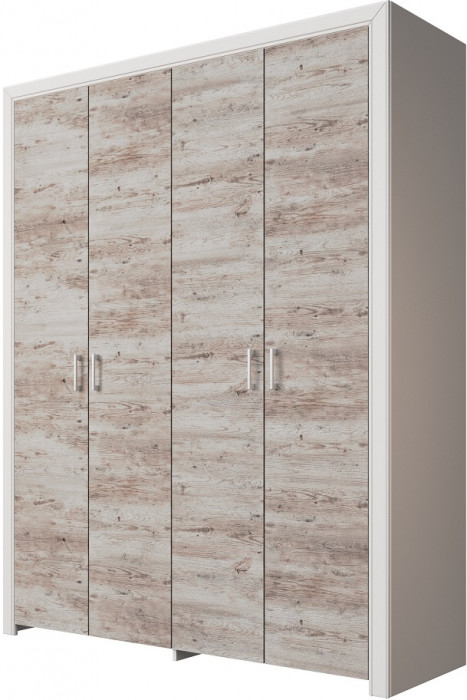 Шкаф четырехдверный "Эстель" - Дуб полярный/Сосна натуральная