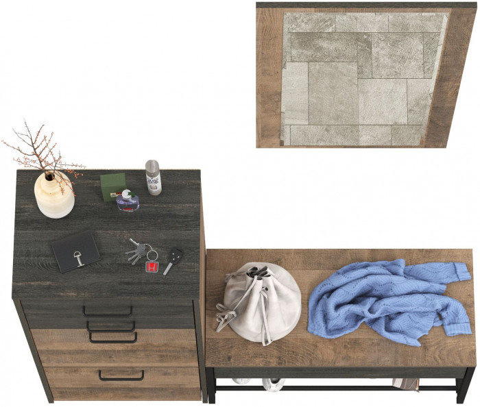 Трувор Прихожая 194, цвет дуб гранж песочный/интра, ШхГхВ 130х37х195 см., универсальная сборка