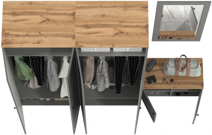 Остин Прихожая 30, серый графит/дуб крафт золотой