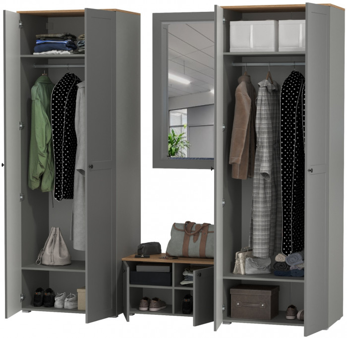 Остин Прихожая 30, серый графит/дуб крафт золотой