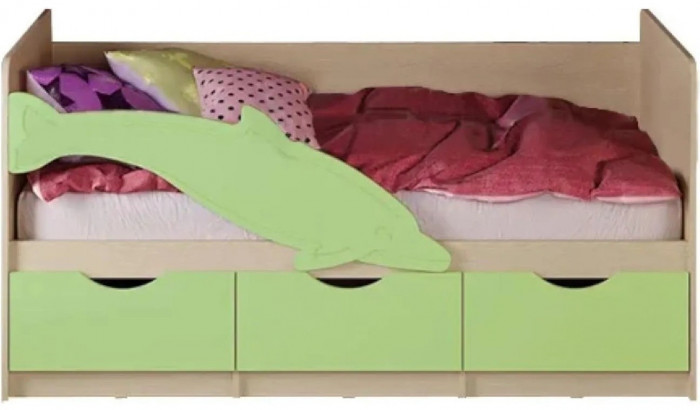 Детская кровать Дельфин-1 МДФ 80х160 (Крафт белый, Шарли пинк)