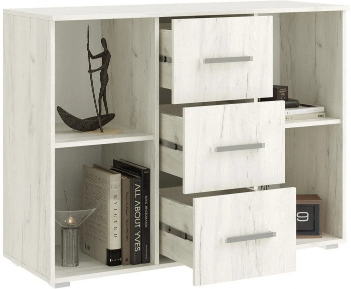 Фиеста NEW Комод 3 ящ 2 двери (1200) (Дуб крафт белый/Графит)