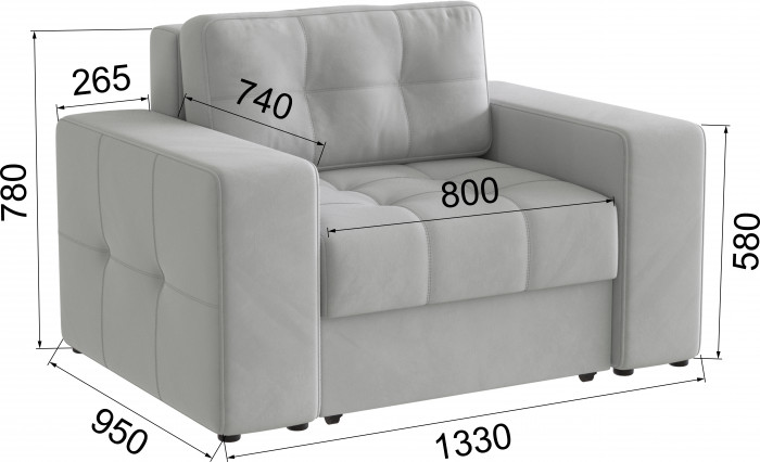 Кресло-кровать Верден, Светло-серый