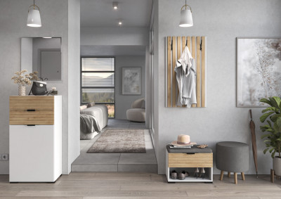 Прихожая Ома, набор №8, Белый/Дуб Тортуга, Simple 27