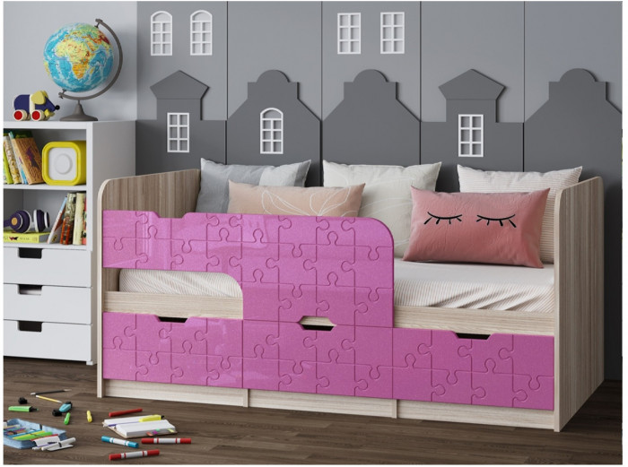 Детская кровать Юниор-9, 80х160 (Ваниль глянец, Ясень шимо светлый)