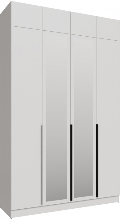 Шкаф 1,6 с антресолью и зеркалом Мадрид, Белый