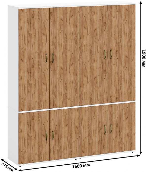 Лидер-8 Шкаф МД 20Б 2 шт., цвет белый шагрень/крафт золото, ШхГхВ 160х37,5х190 см., НЕ универсальная сборка