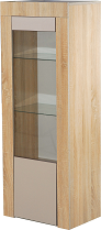 Шкаф-витрина 1 дверь "Лондон" - Дуб сонома/Капучино светлый