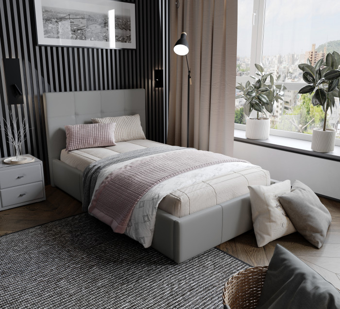 Рио Кровать интерьерная 120 светло-серый квадрат, ортопед