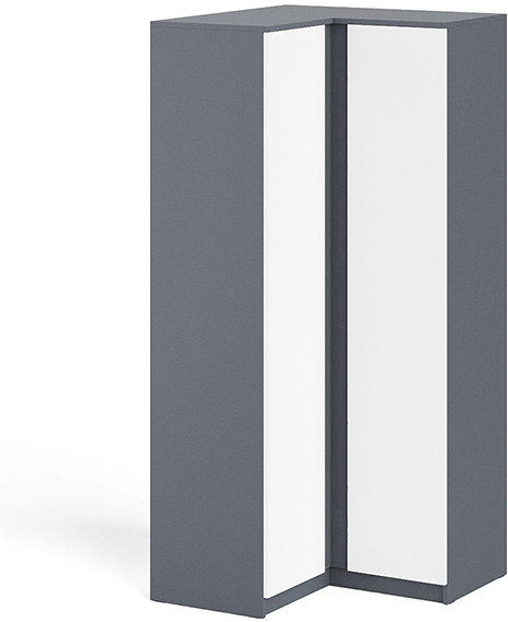Мори Шкаф угловой МШУ960.1, цвет графит/белый, ШхГхВ 96,4х96,4х209,6 см.