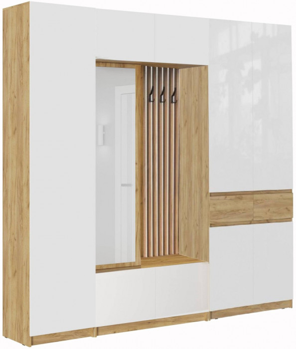 Модульная прихожая Роджина, композиция 3 (Графит, Дуб Крафт Золотой)