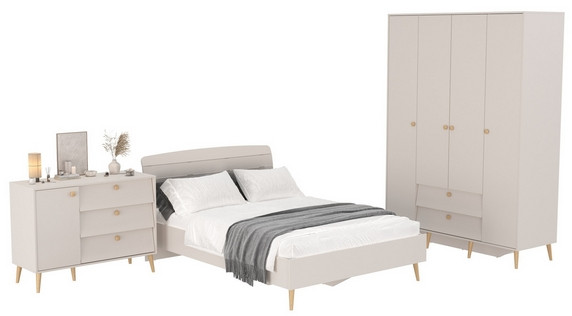 Афина Спальня 11-1400, цвет кашемир серый, сп.м. 1400х2000 мм., б/м, основание есть - фанера