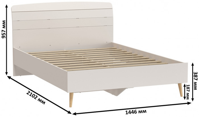 Афина Спальня 11-1400, цвет кашемир серый, сп.м. 1400х2000 мм., б/м, основание есть - фанера
