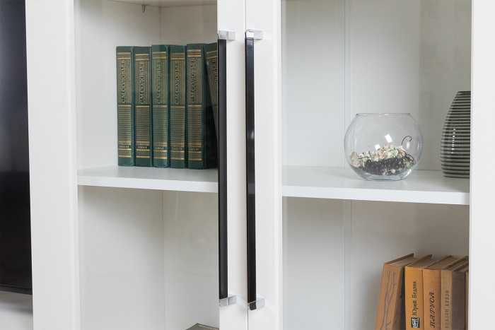 Валенсия Гостиная № 096, цвет ЛДСП белый шагрень/МДФ белый шагрень, ШхГхВ 217,3х38,4х225,2 см., универсальная сборка