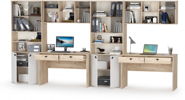 КР100 Бостон № 22, цвет дуб эндгрейн элегантный/фасады МДФ милк рикамо софт, 12.69+10.51+13.156+12.69+10.51+13.156, ШхГхВ 384х57,2х194,4 см., ун. сб.