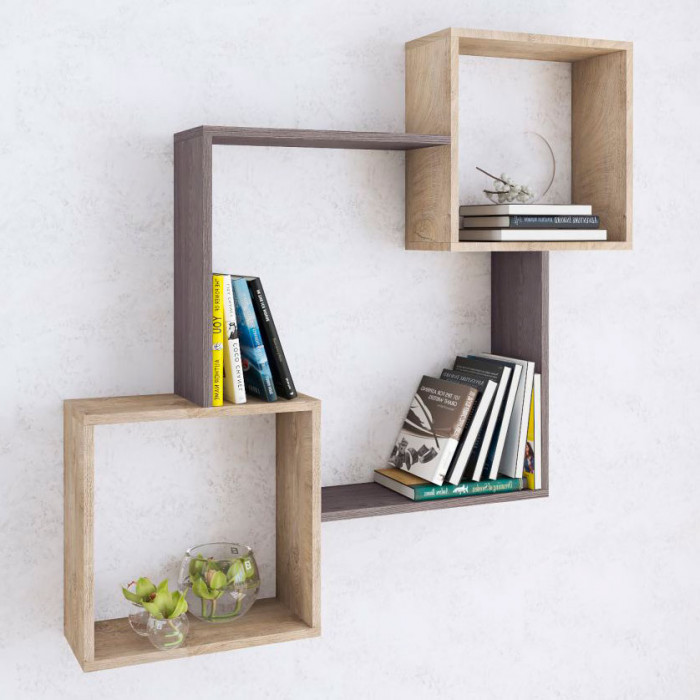 Полка навесная ПН-2 (1050*1050*180) ясень анкор темный/дуб эндгрейн