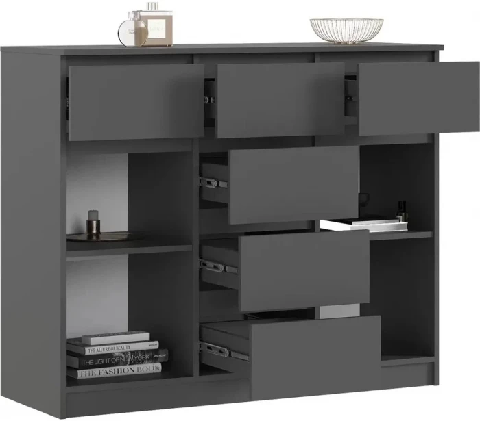 Челси Комод 1200 (2 двери 6 ящика) Графит (графит)