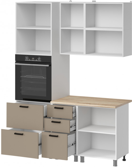 МК Аленушка 1,6м ПД 2 Орешник Матовый Вижен,скоба черный,сонома