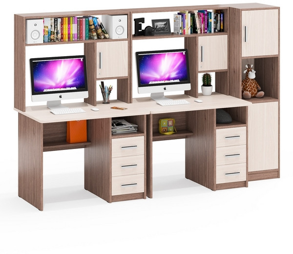 С-МД-СК9 Компоновка № 04, цвет ясень шимо светлый/ясень шимо тёмный, ШхГхВ 247х70х160 см., НЕ универсальная сборка