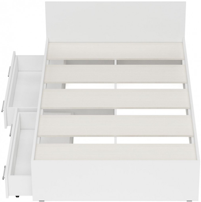 Стандарт Кровать с ящиками 1200, цвет белый, ШхГхВ 123,5х203,5х70 см., сп.м. 1200х2000 мм., без матраса, основание есть