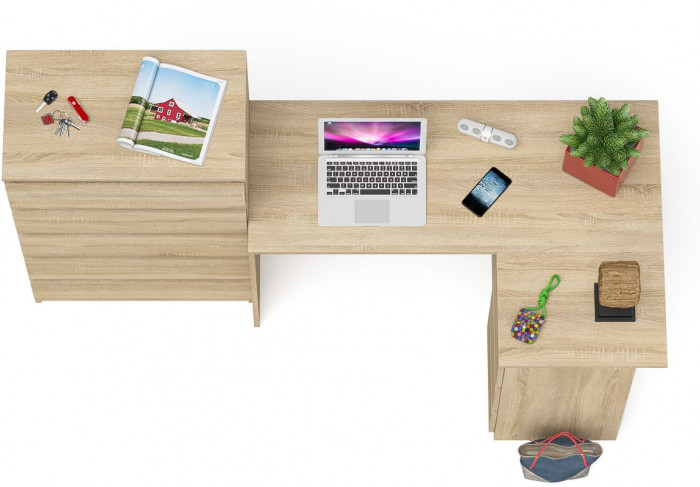 Мори компьютерный стол МС-16 правый + Комод МК700.5, дуб сонома