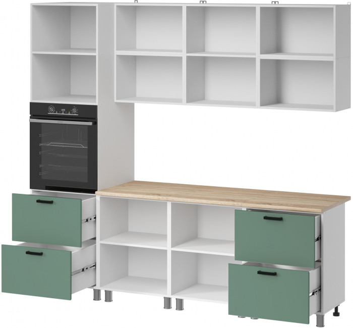 МК Аленушка 2,4м Орешник Матовая Мята,скоба черный,сонома