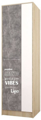 Колибри-лофт Шкаф дуб сонома/ателье светлое+акрил белый