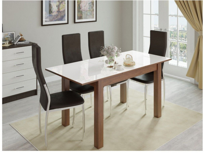 Стол обеденный Бруно 1000х600 орех шоколадный/лакобель белый