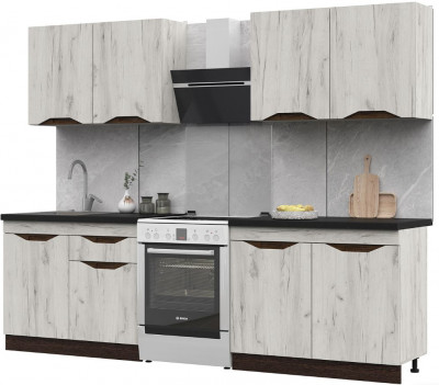 Кухня Паола 2,0 (2000х2160х600) МДФ ВЕНГЕ(тиковое дерево)/ДУБ КРАФТ БЕЛЫЙ