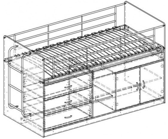Кровать-чердак Дюймовочка-6 90х200, розовая