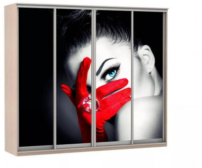 Шкаф купе Модерн 2362х600 4-х дверный 4-х секционный фотопечать №1 ясень