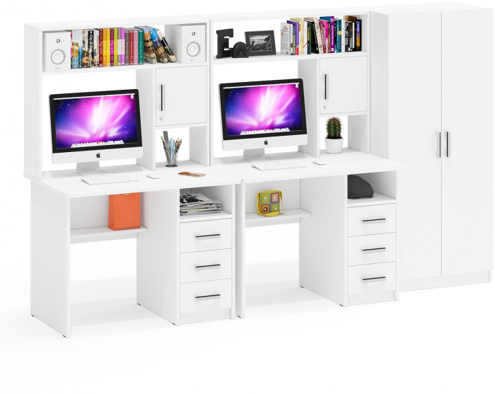 С-МД-СК9 Компоновка № 05, цвет белый шагрень, ШхГхВ 274х70х160 см., НЕ универсальная сборка