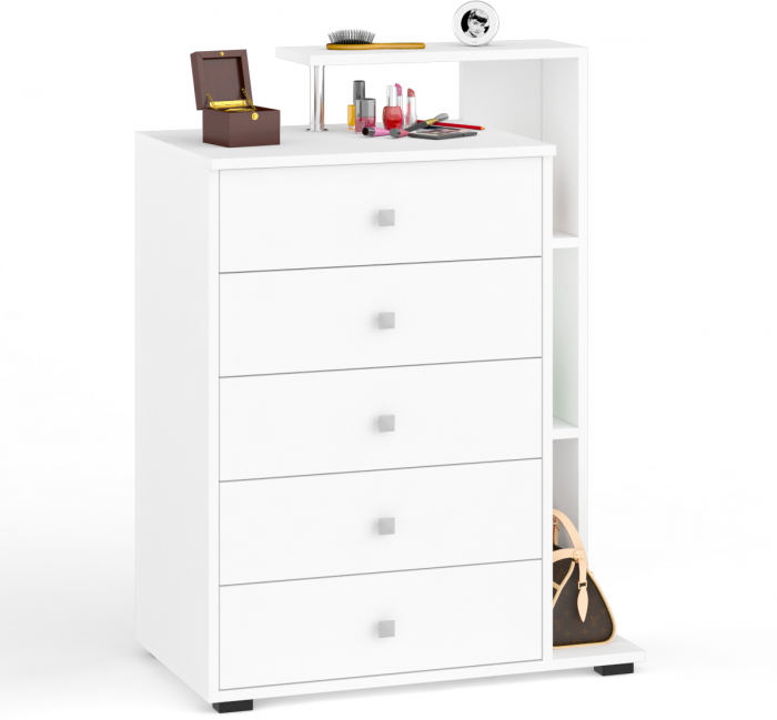 Камелия спальня № 10 Кровать с ящиками 1600 + Две тумбы + Стол косметич. + Зеркало + Комод + Шкаф, цвет белый, 1600х2000 мм., б/м, осн. есть