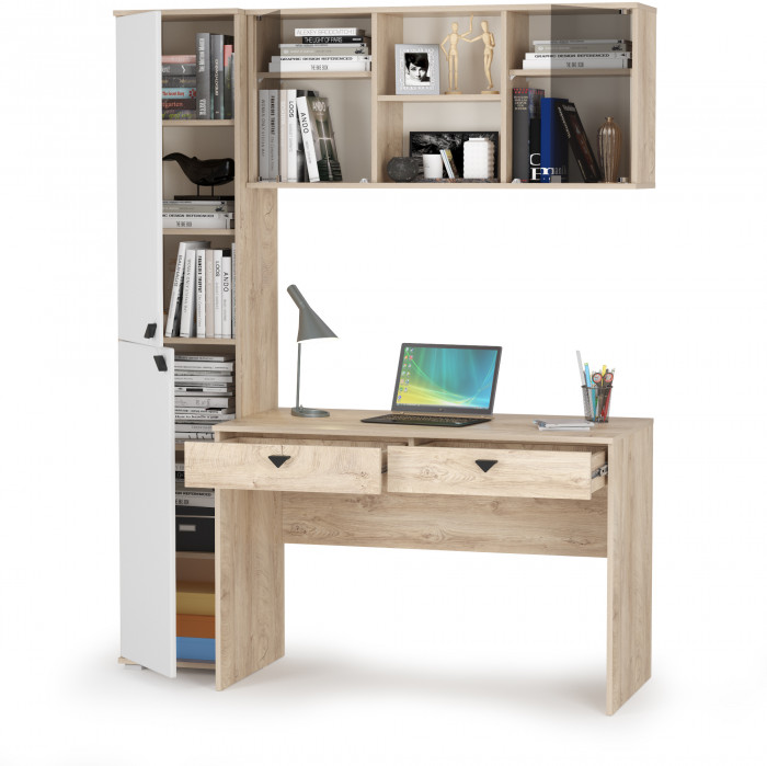 КР100 Бостон № 24, цвет дуб эндгрейн элегантный/фасады МДФ милк рикамо софт, 13.154+12.69+10.51, ШхГхВ 153,8х57,2х194,4 см., универсальная сборка