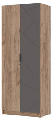 ОРЕГОН ШК 02 Шкаф 2х-створчатый (800х2100х500) Фасад МДФ АСФАЛЬТ СУПЕРМАТ,ДУБ КРАФТ ТАБАЧНЫЙ/Корпус ДУБ КРАФТ ТАБАЧНЫЙ