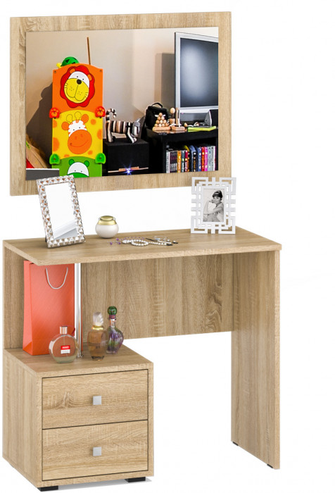 Камелия Стол косметический + Зеркало, цвет дуб сонома, ШхГхВ 85х40х145 см., НЕ универсальная сборка