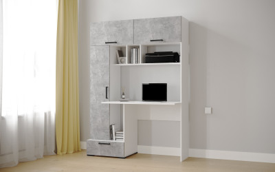 Стол компьютерный Квартет-11 (1850*1316*600) белый/ателье светлое